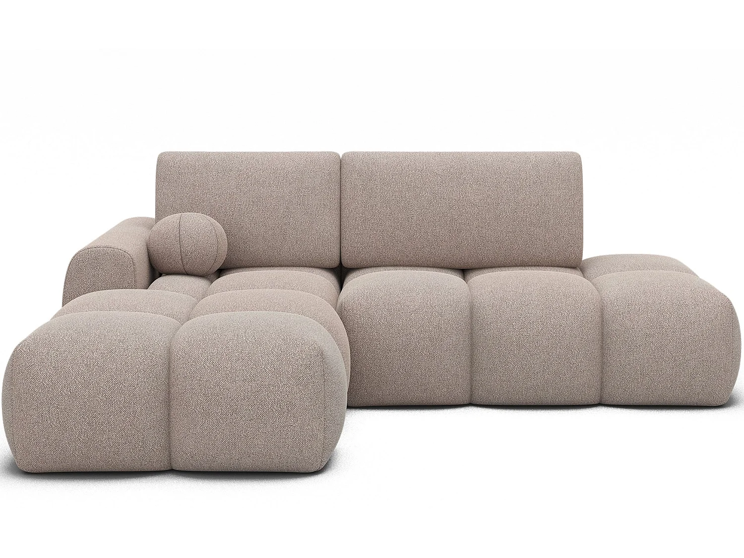 Canapé d’angle convertible 3 places BINUTO en tissu avec coffre de rangement – 227cm-Marron clair-angle gauche