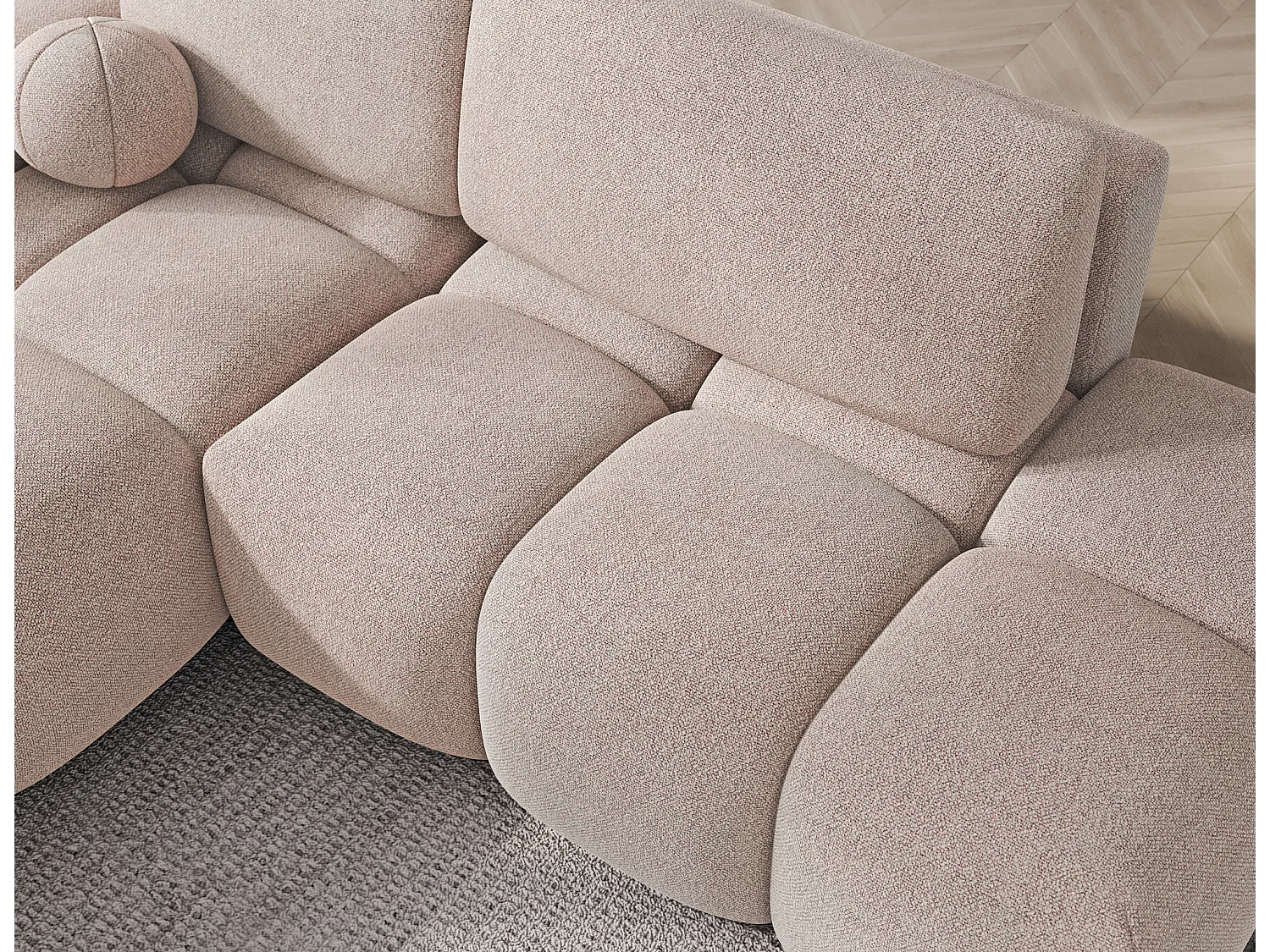 Canapé d’angle convertible 3 places BINUTO en tissu avec coffre de rangement – 227cm-Marron clair-angle gauche