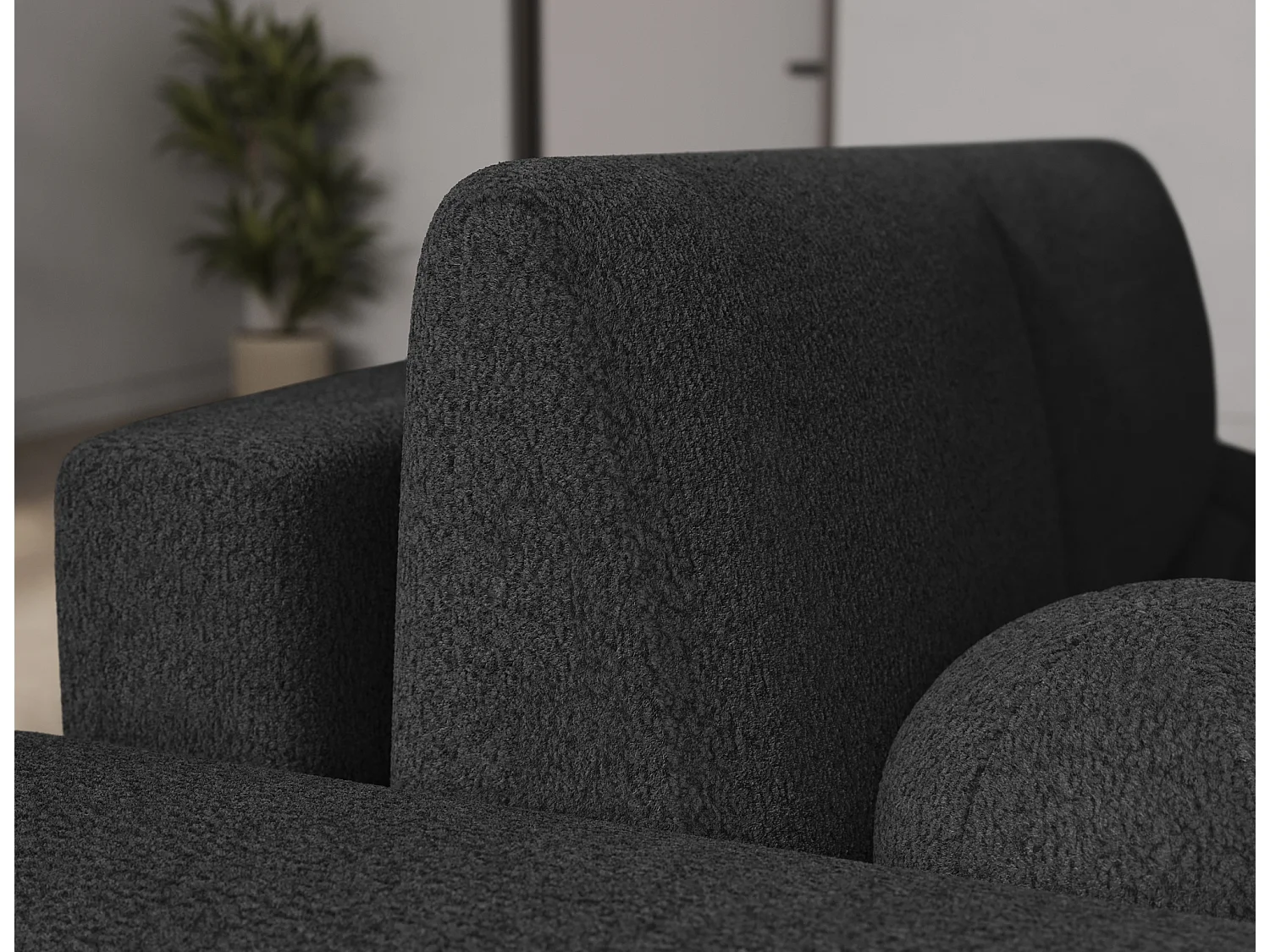 Canapé d’angle convertible 3 places BINUTO en tissu avec coffre de rangement – 227cm-Gris foncé-angle gauche