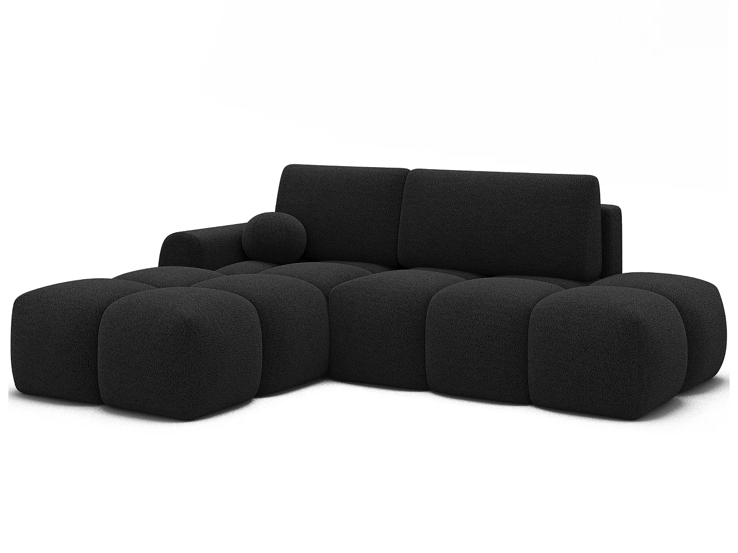 Canapé d’angle convertible 3 places BINUTO en tissu avec coffre de rangement – 227cm-Gris foncé-angle gauche