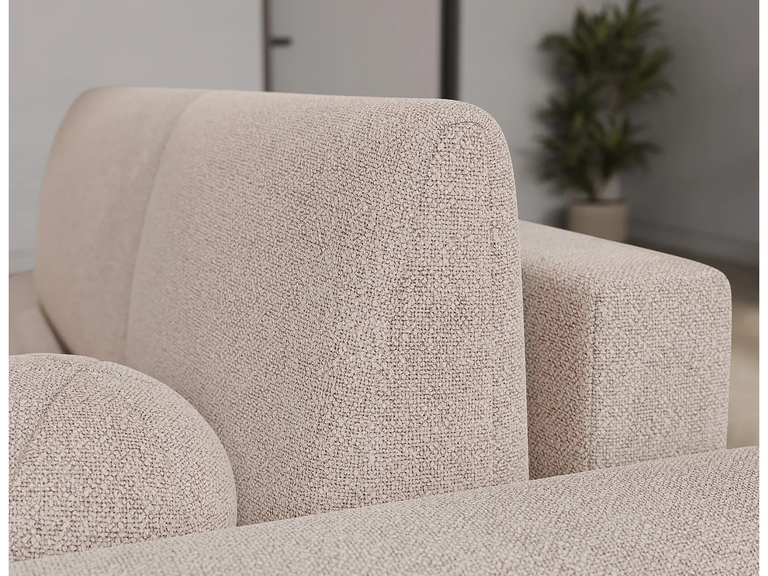 Canapé d’angle convertible 3 places BINUTO en tissu avec coffre de rangement – 227cm-Marron clair-angle droit