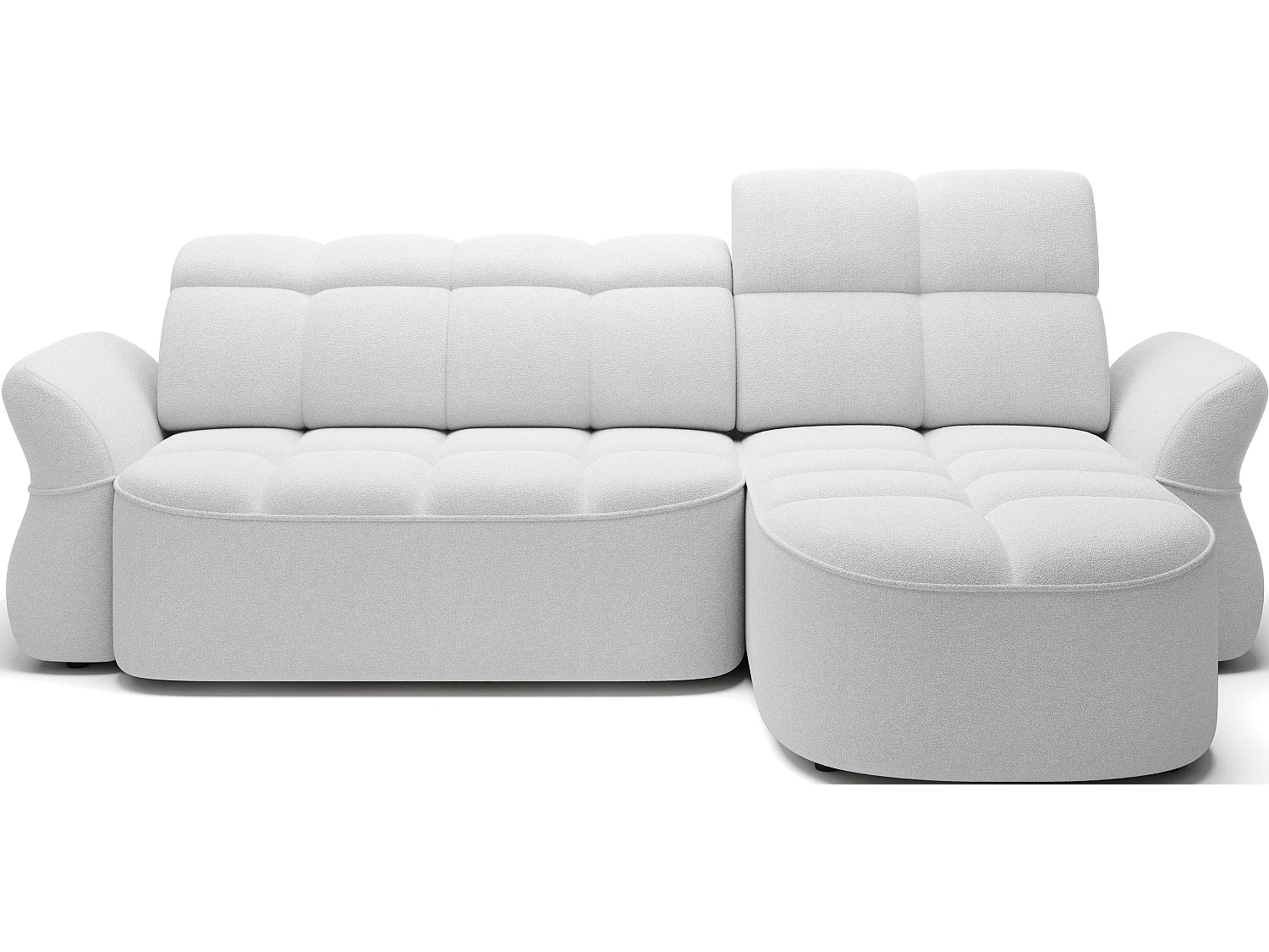 Canapé d’angle convertible 4 places CENTURY en tissu avec coffre – 301cm-Blanc-angle droit