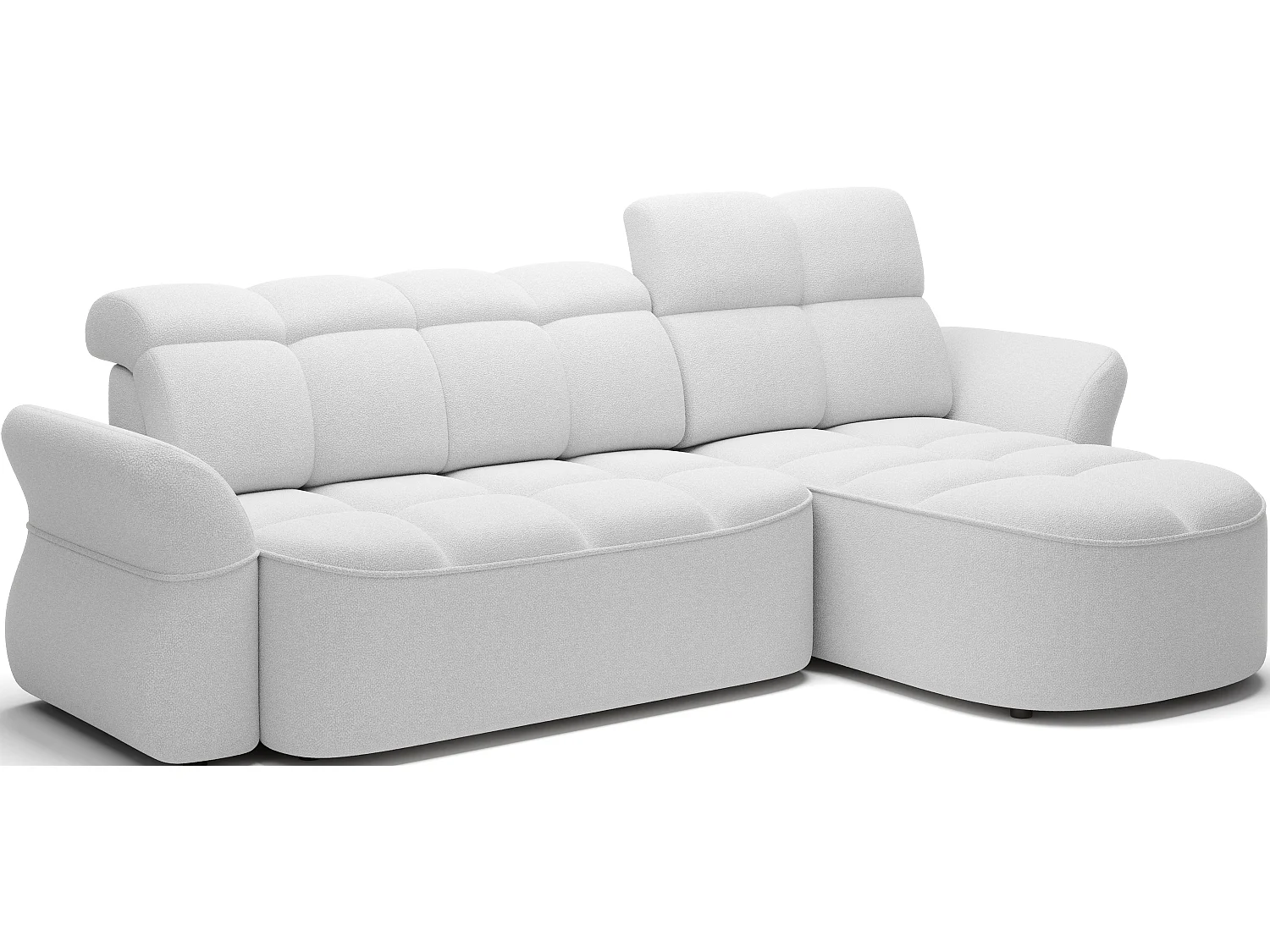 Canapé d’angle convertible 4 places CENTURY en tissu avec coffre – 301cm-Blanc-angle droit