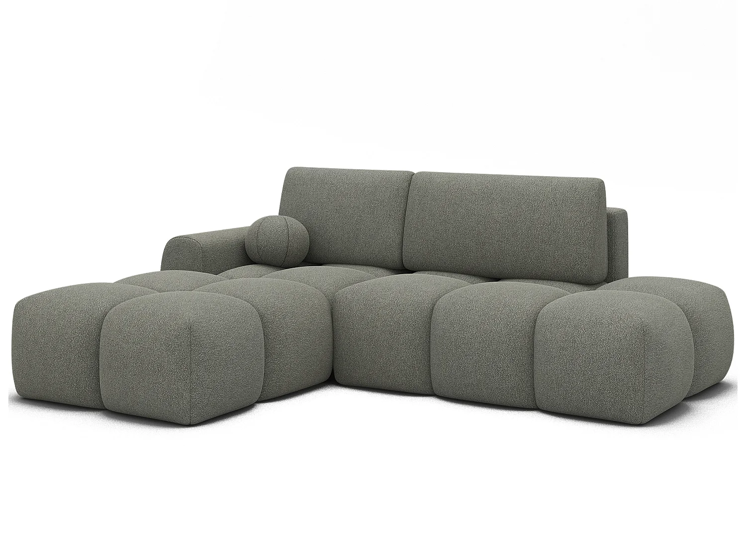 Canapé d’angle convertible 3 places BINUTO en tissu avec coffre de rangement – 227cm-Vert-angle gauche