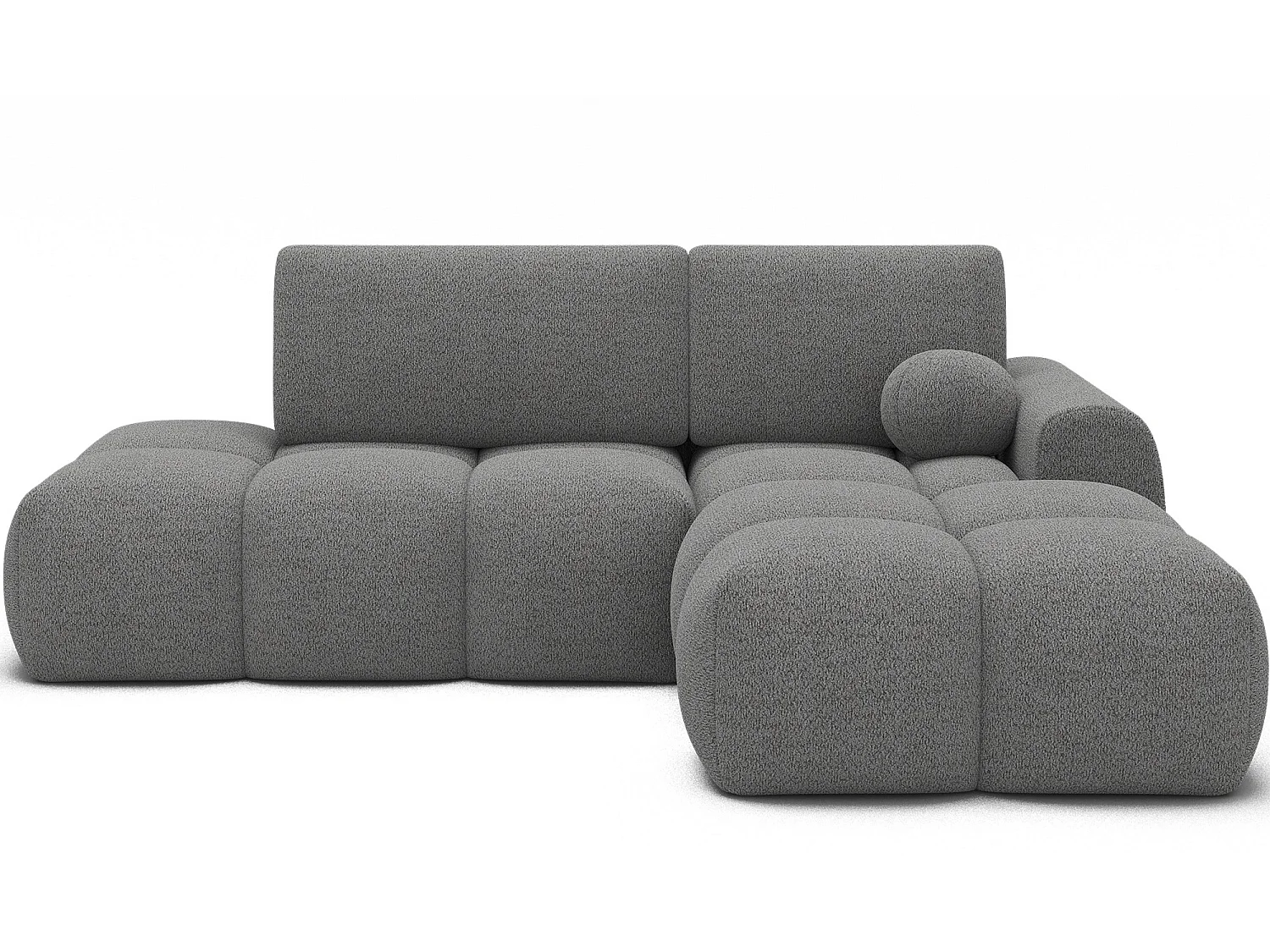 Canapé d’angle convertible 3 places BINUTO en tissu avec coffre de rangement – 227cm-Gris clair-angle droit