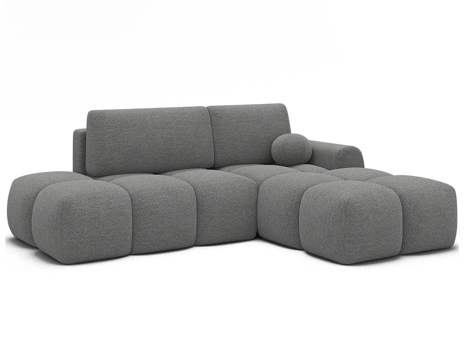 Canapé d’angle convertible 3 places BINUTO en tissu avec coffre de rangement – 227cm-Gris clair-angle droit