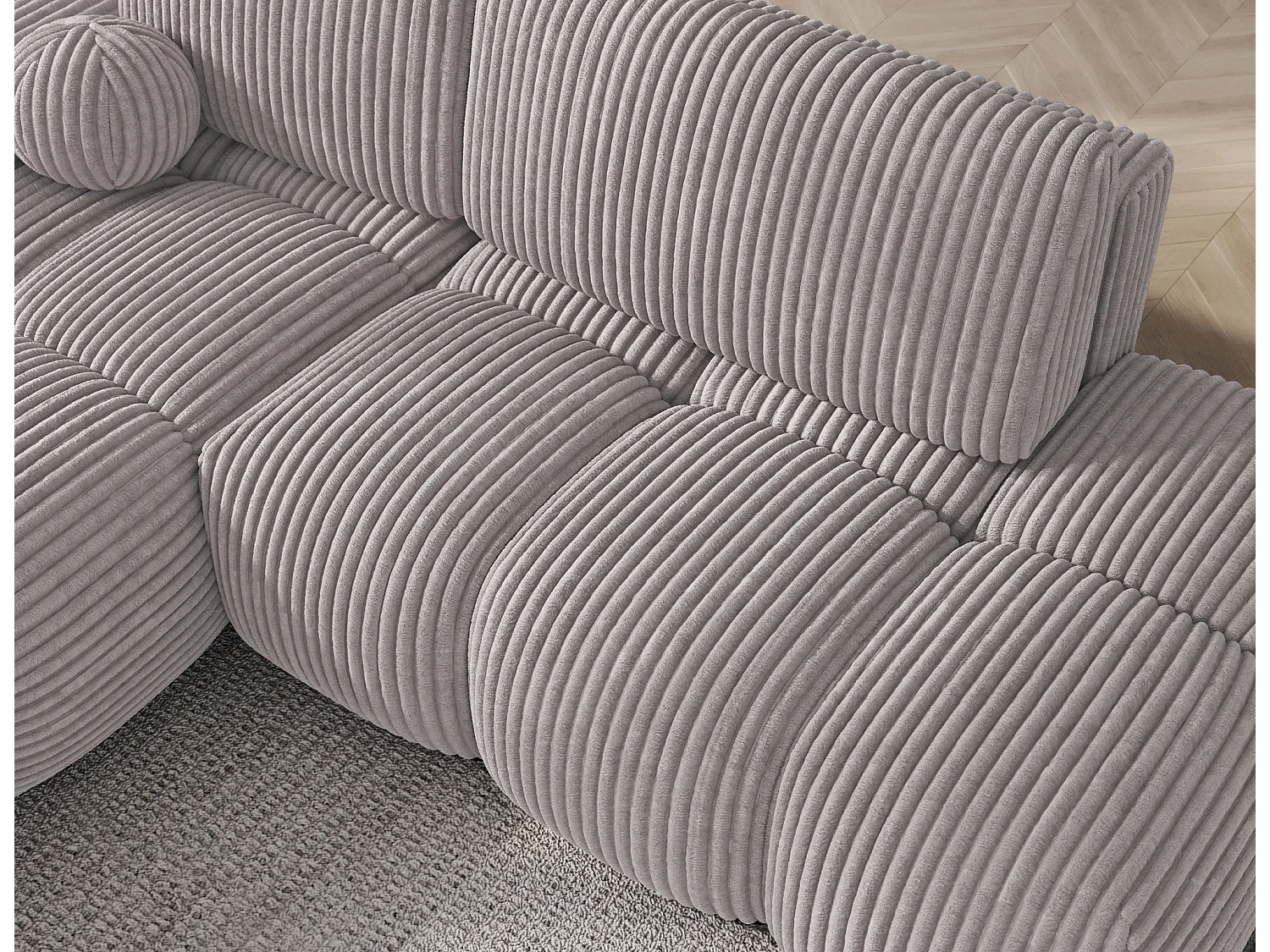 Canapé d’angle convertible 3 places BINUTO en tissu avec coffre de rangement – 227cm-Gris-angle gauche