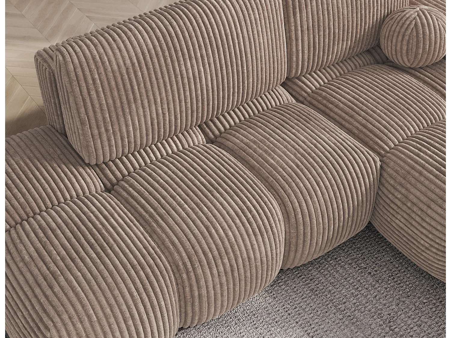 Canapé d’angle convertible 3 places BINUTO en tissu avec coffre de rangement – 227cm-Marron-angle droit