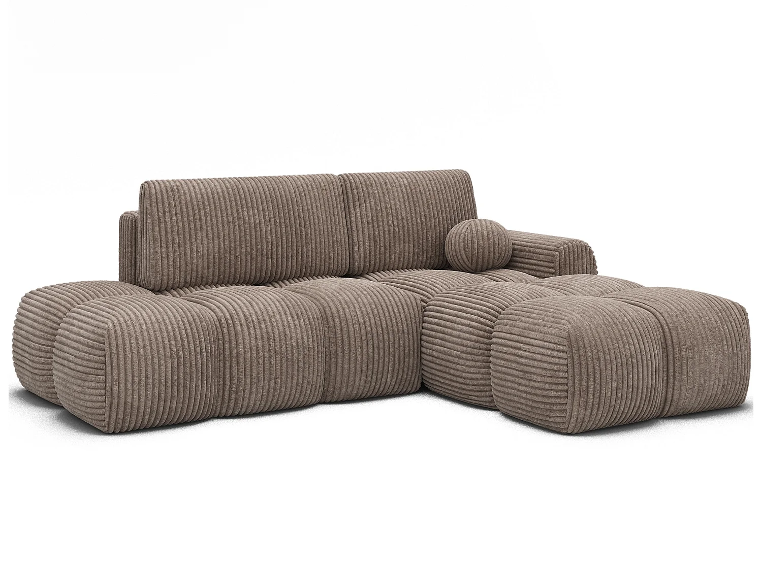 Canapé d’angle convertible 3 places BINUTO en tissu avec coffre de rangement – 227cm-Marron-angle droit