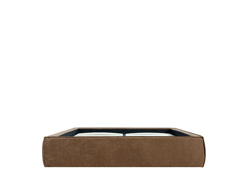 Liberio - Lit coffre en tissu 160x200cm - Marron