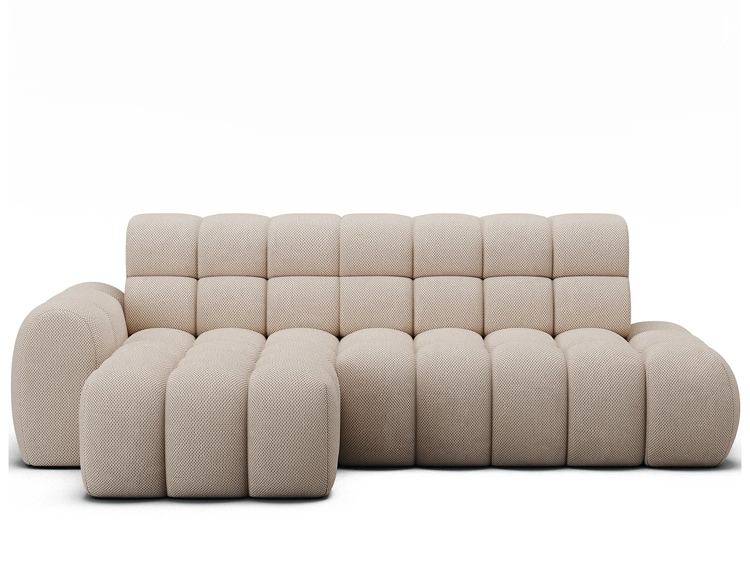 Canapé d’angle convertible 4 places KINDO en tissu avec assise électrique – 283cm-Beige-angle gauche