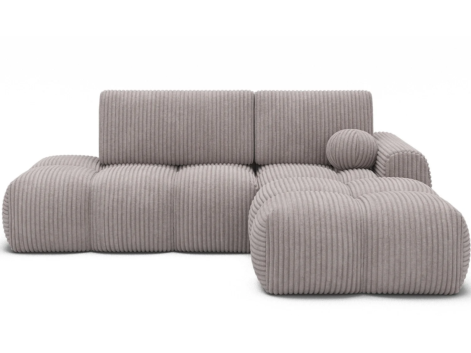 Canapé d’angle convertible 3 places BINUTO en tissu avec coffre de rangement – 227cm-Gris-angle droit
