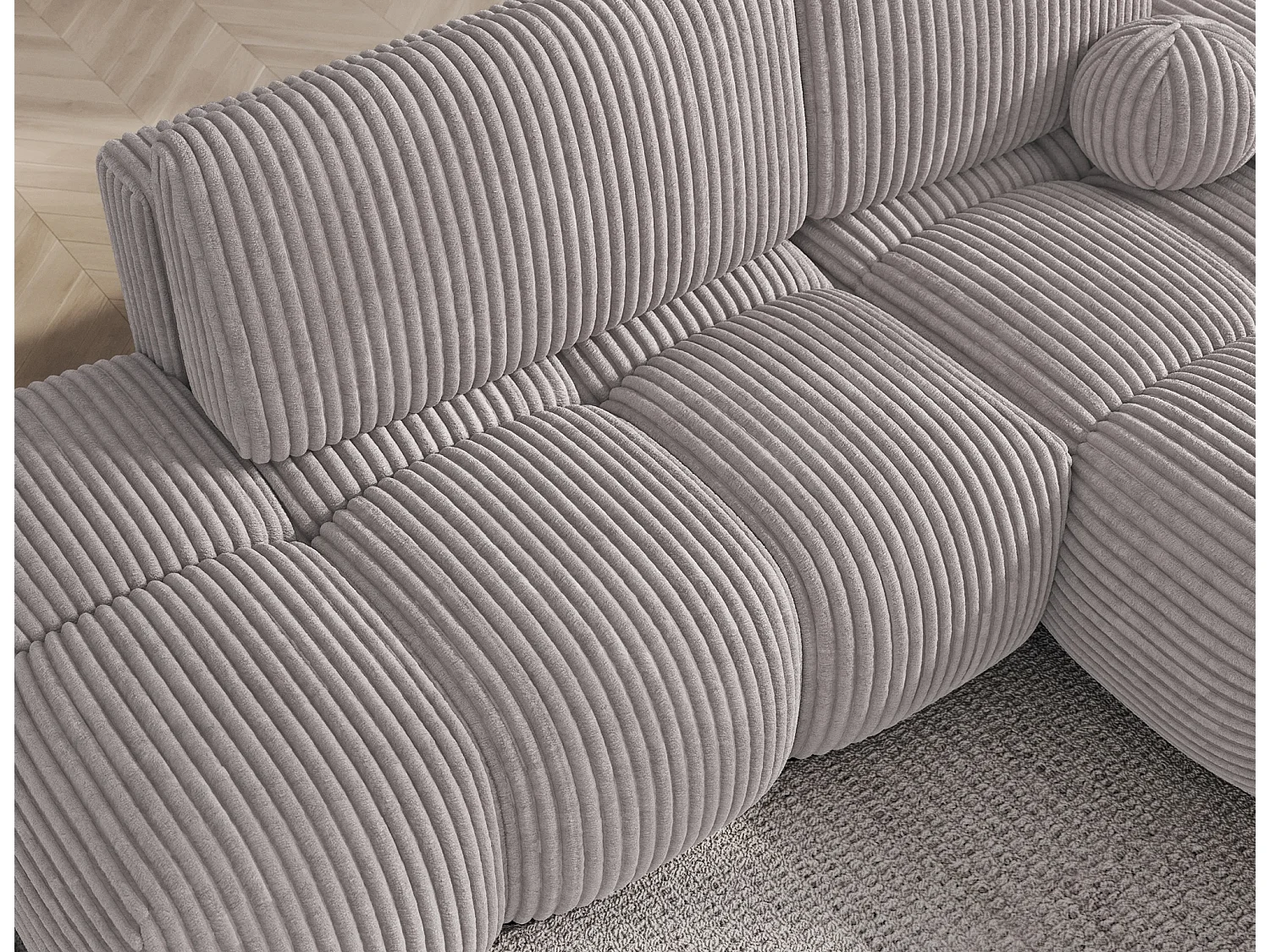 Canapé d’angle convertible 3 places BINUTO en tissu avec coffre de rangement – 227cm-Gris-angle droit