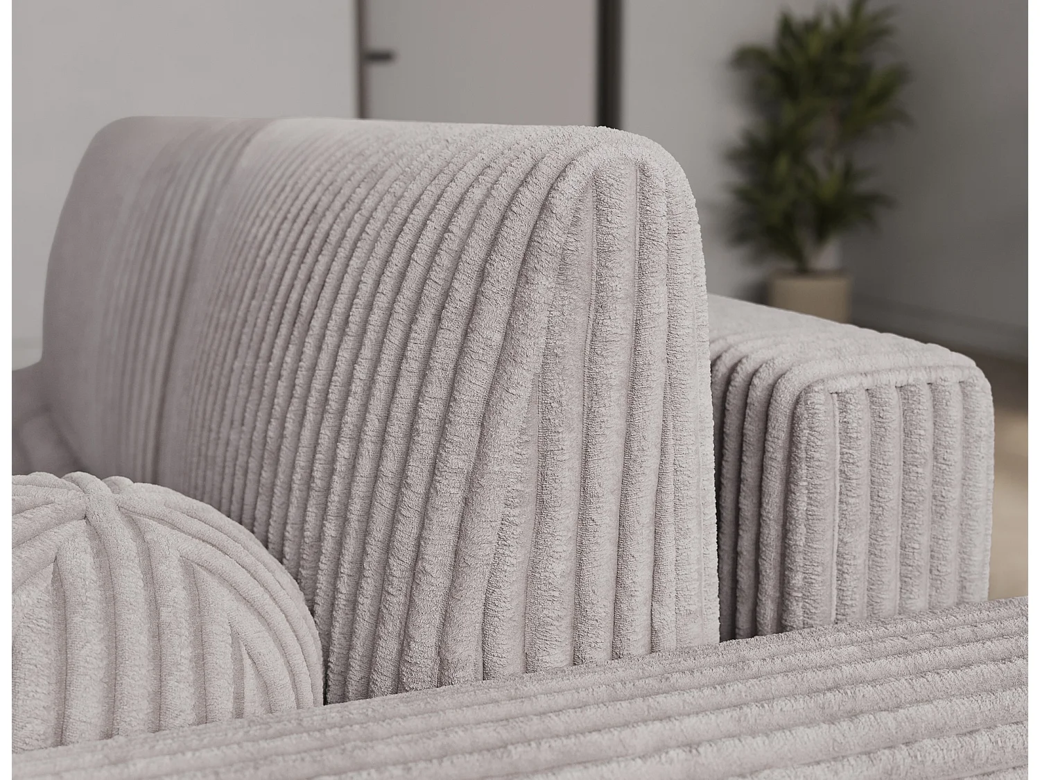 Canapé d’angle convertible 3 places BINUTO en tissu avec coffre de rangement – 227cm-Gris-angle droit
