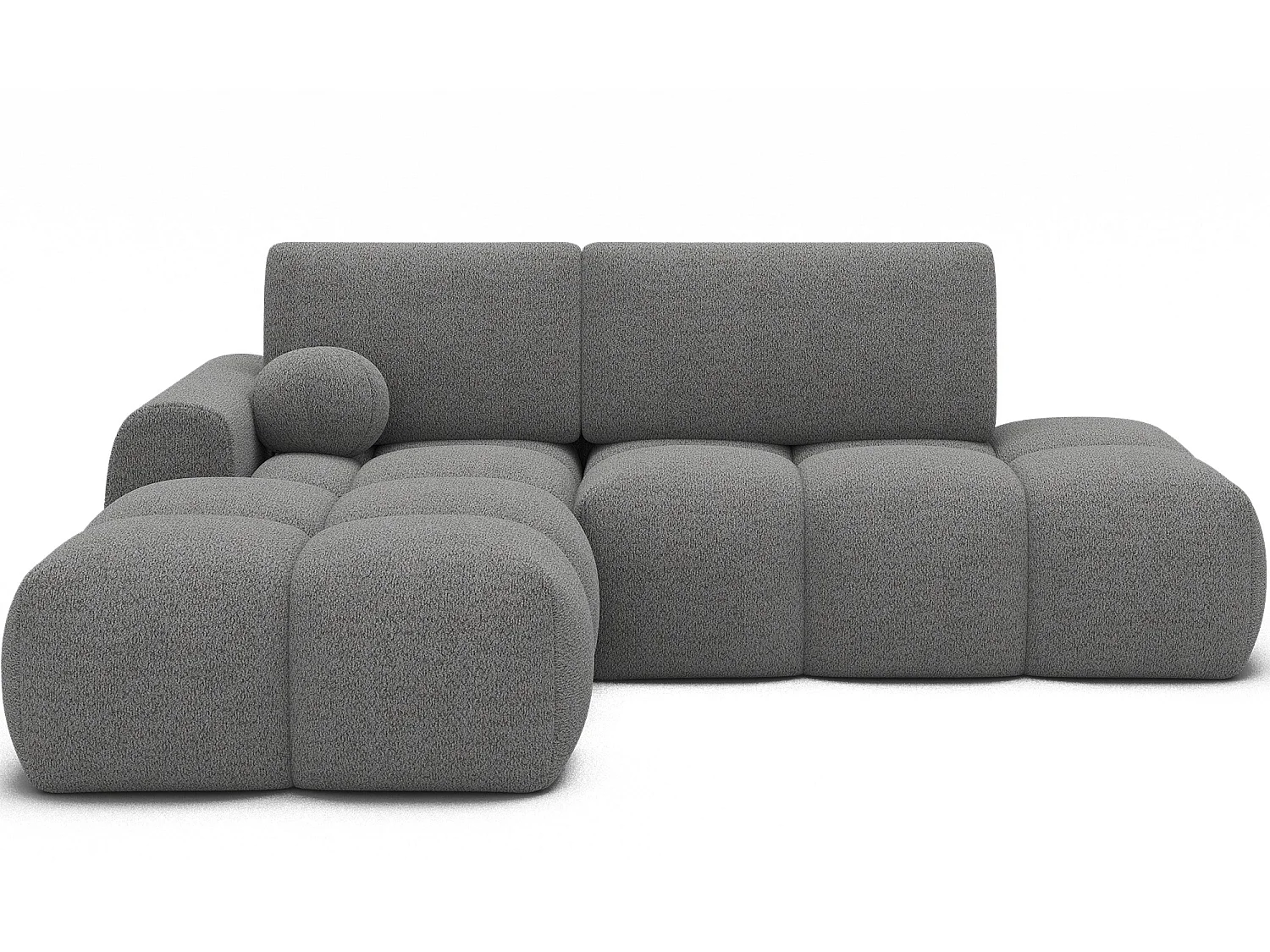Canapé d’angle convertible 3 places BINUTO en tissu avec coffre de rangement – 227cm-Gris clair-angle gauche
