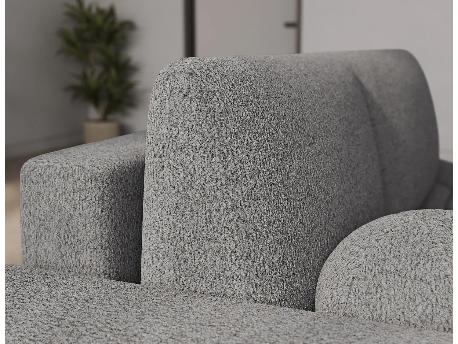 Canapé d’angle convertible 3 places BINUTO en tissu avec coffre de rangement – 227cm-Gris clair-angle gauche