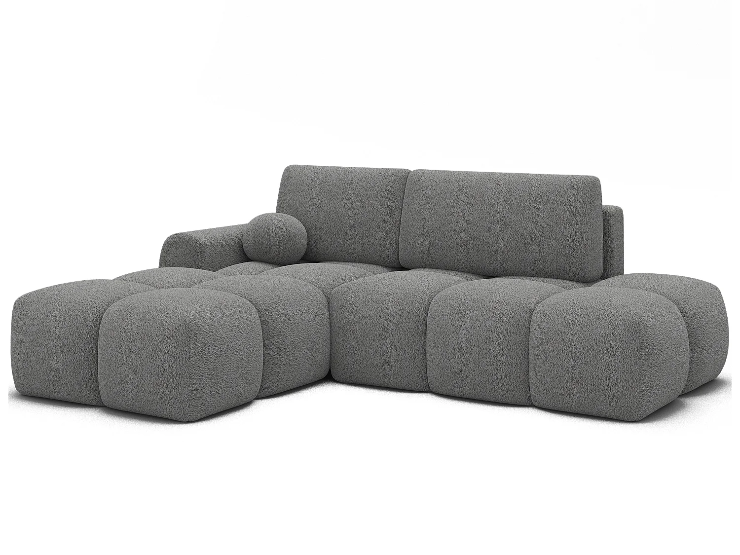 Canapé d’angle convertible 3 places BINUTO en tissu avec coffre de rangement – 227cm-Gris clair-angle gauche