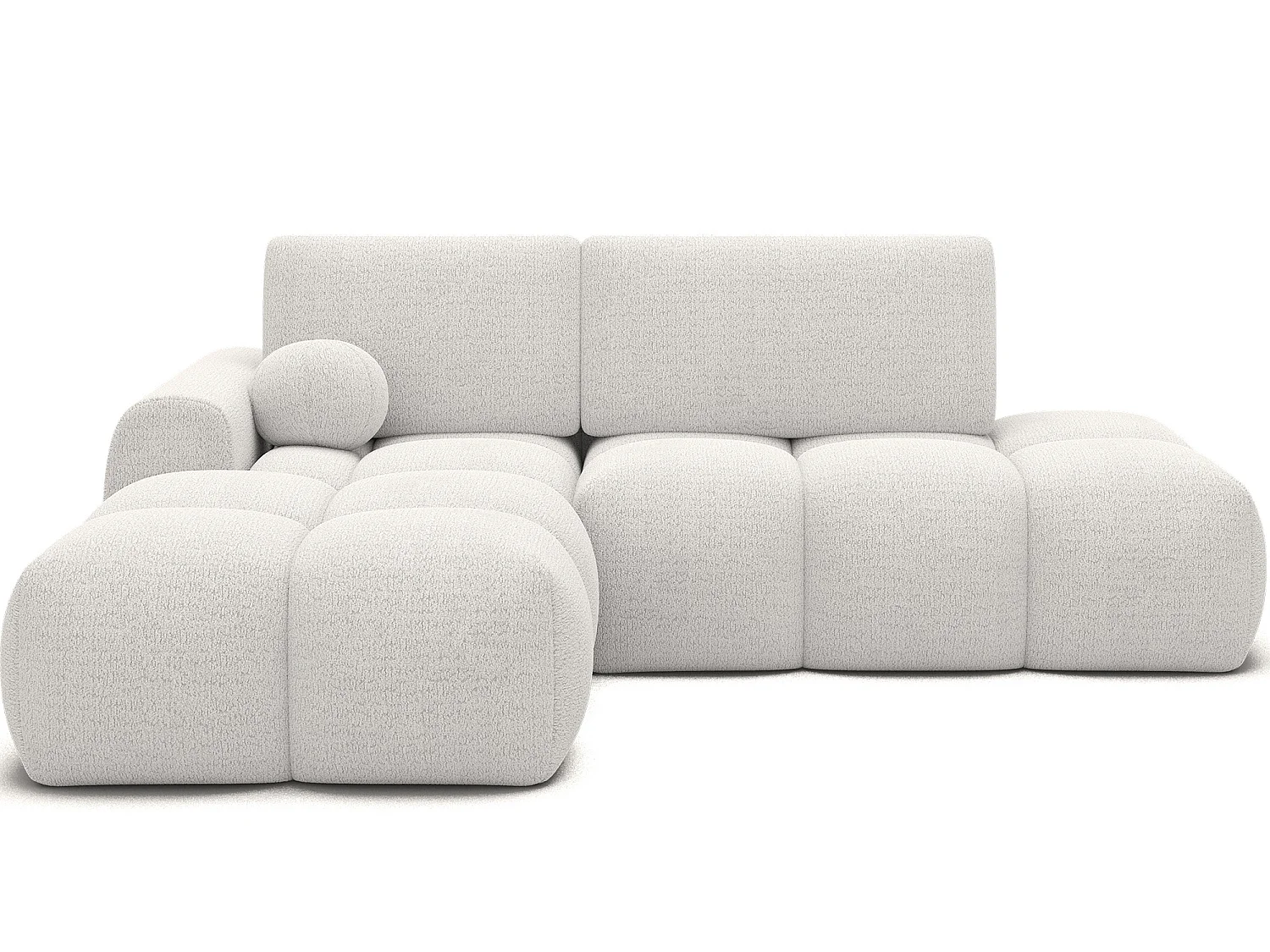 Canapé d’angle convertible 3 places BINUTO en tissu avec coffre de rangement – 227cm-Blanc-angle gauche