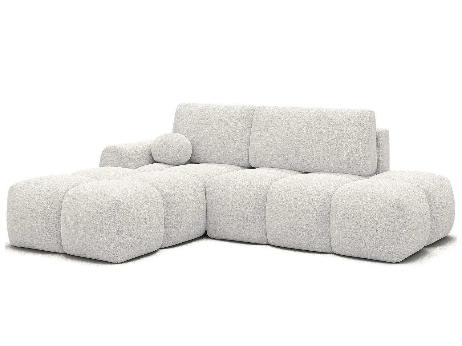 Canapé d’angle convertible 3 places BINUTO en tissu avec coffre de rangement – 227cm-Blanc-angle gauche