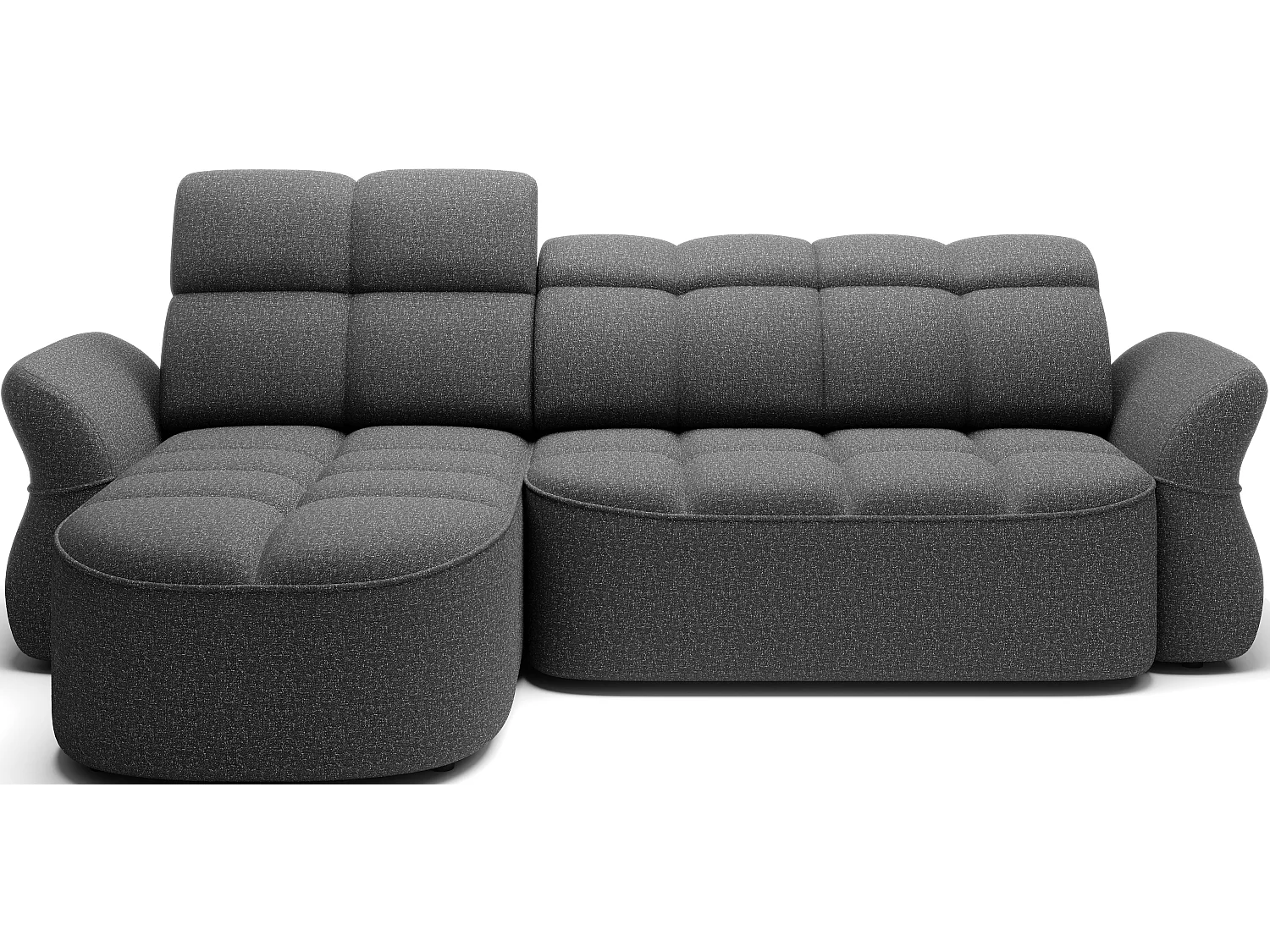 Canapé d’angle convertible 4 places CENTURY en tissu avec coffre – 301cm-Gris foncé-angle gauche