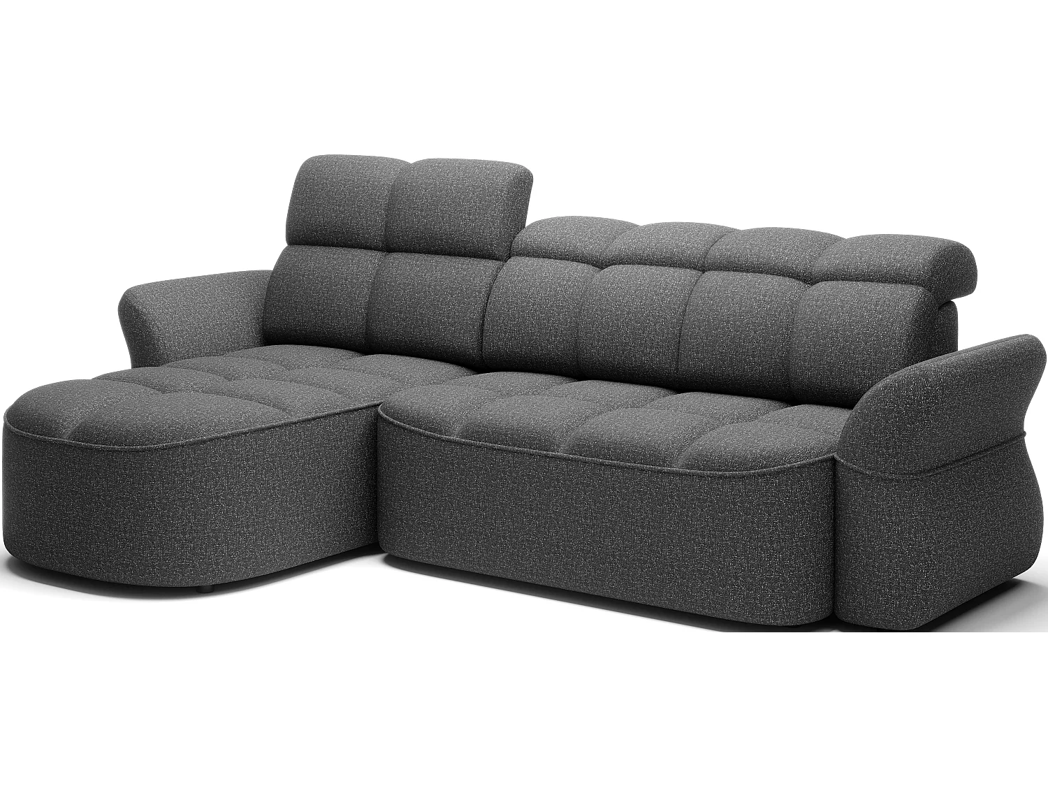 Canapé d’angle convertible 4 places CENTURY en tissu avec coffre – 301cm-Gris foncé-angle gauche