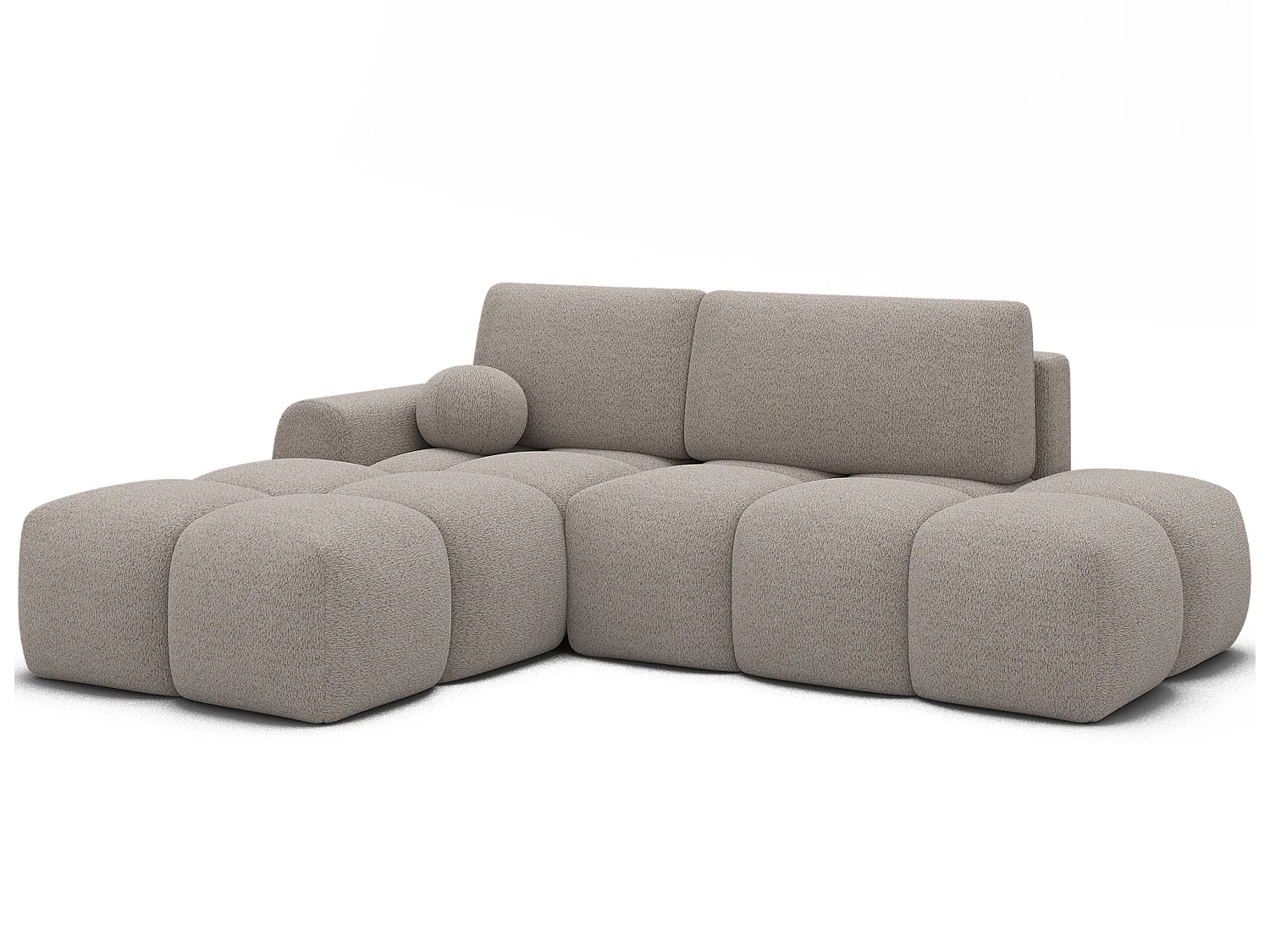 Canapé d’angle convertible 3 places BINUTO en tissu avec coffre de rangement – 227cm-Taupe clair-angle gauche