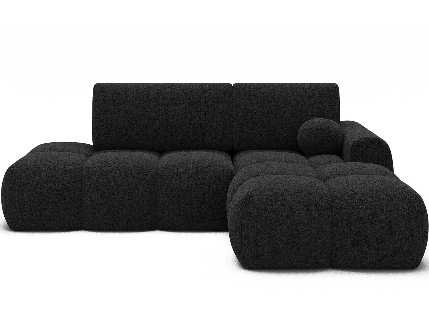 Canapé d’angle convertible 3 places BINUTO en tissu avec coffre de rangement – 227cm-Gris foncé-angle droit