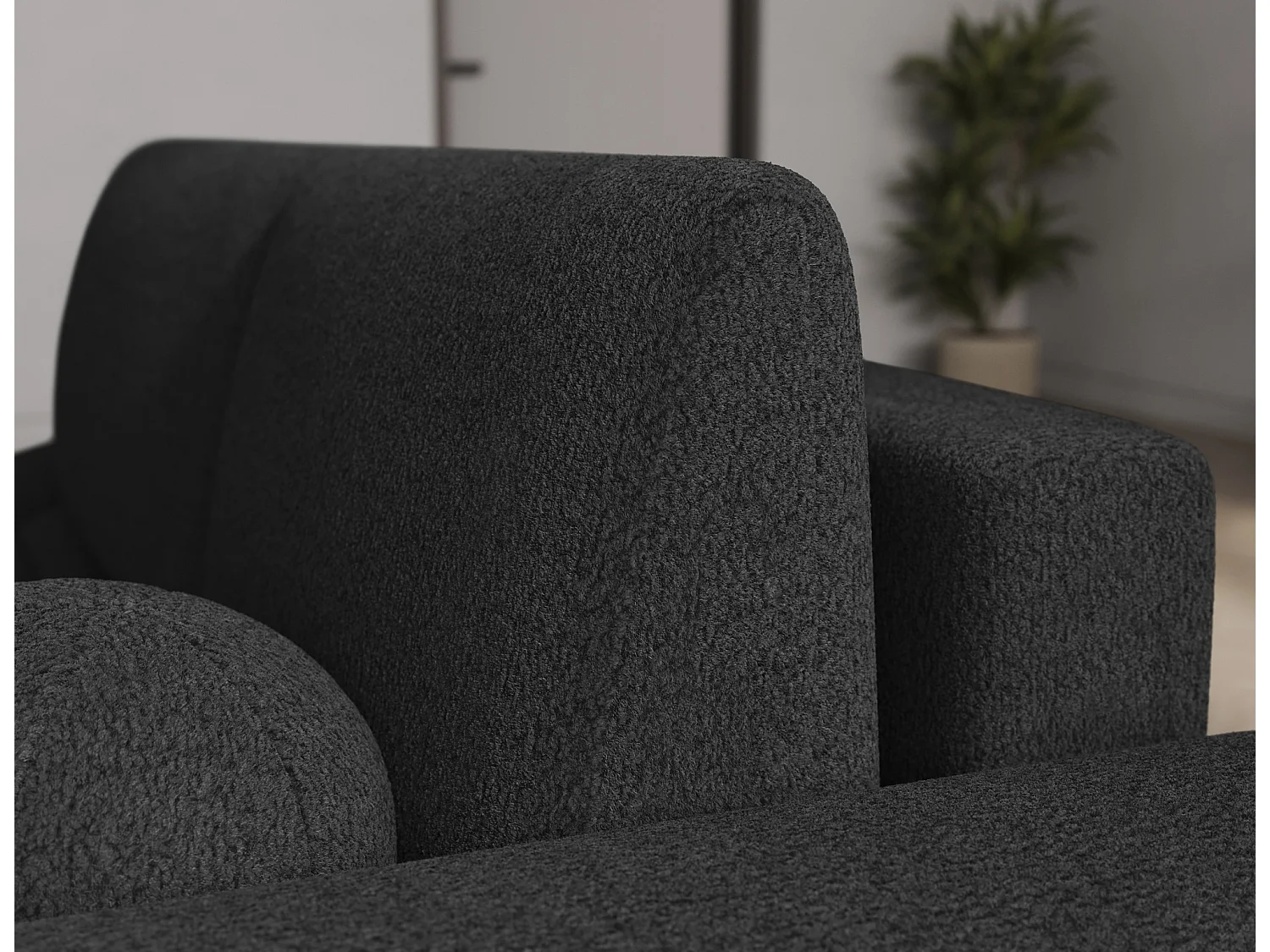 Canapé d’angle convertible 3 places BINUTO en tissu avec coffre de rangement – 227cm-Gris foncé-angle droit