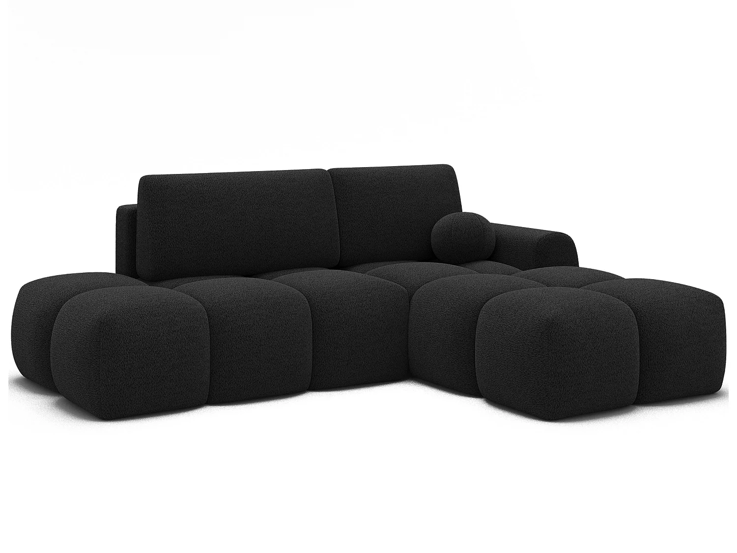 Canapé d’angle convertible 3 places BINUTO en tissu avec coffre de rangement – 227cm-Gris foncé-angle droit