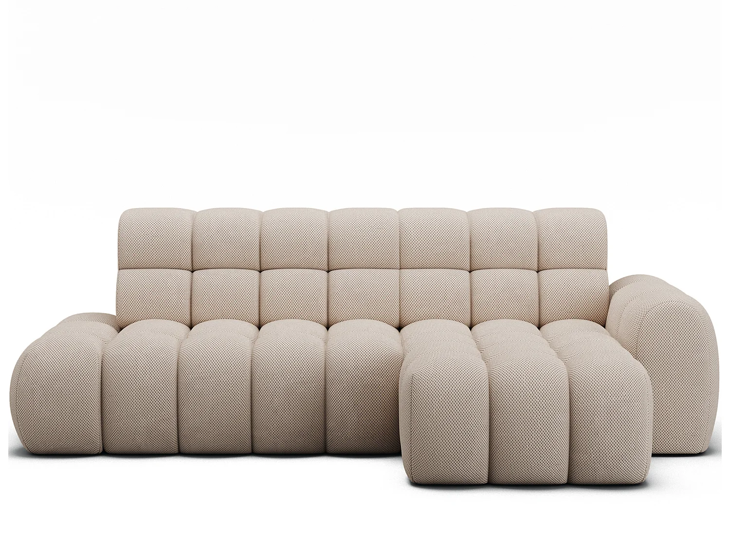 Canapé d’angle convertible 4 places KINDO en tissu avec assise électrique – 283cm-Beige-angle droit