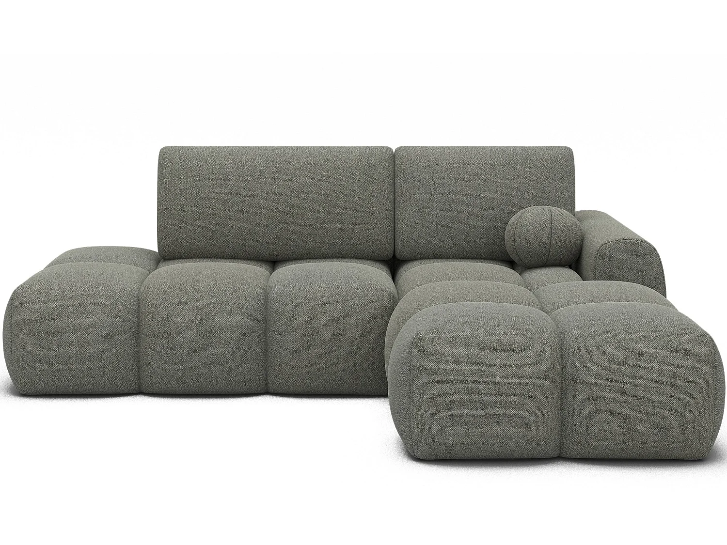 Canapé d’angle convertible 3 places BINUTO en tissu avec coffre de rangement – 227cm-Vert-angle droit