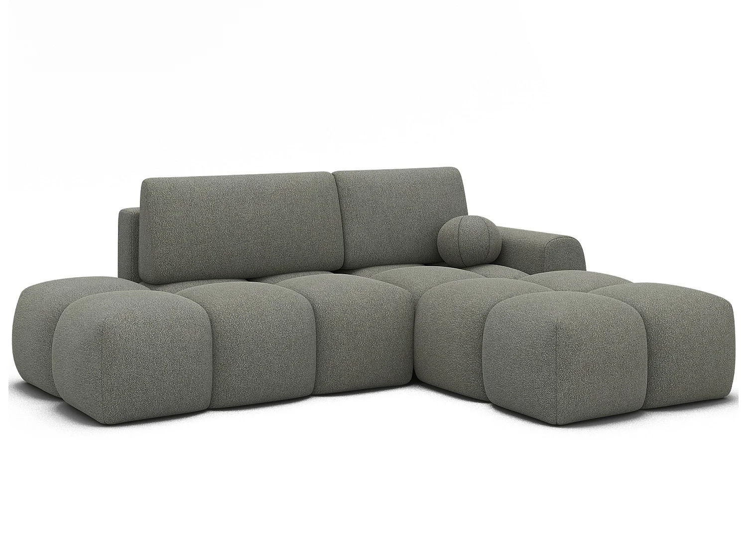 Canapé d’angle convertible 3 places BINUTO en tissu avec coffre de rangement – 227cm-Vert-angle droit