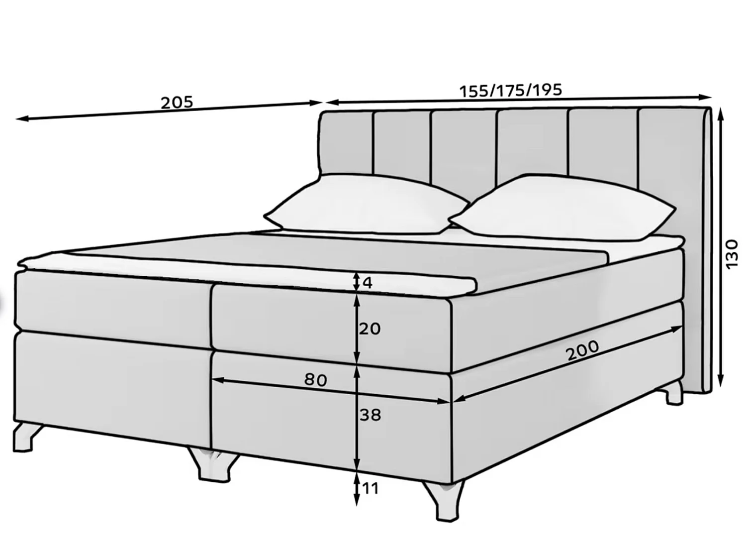 Lit boxspring à LED en simili cuir marron BALFOR-140x200