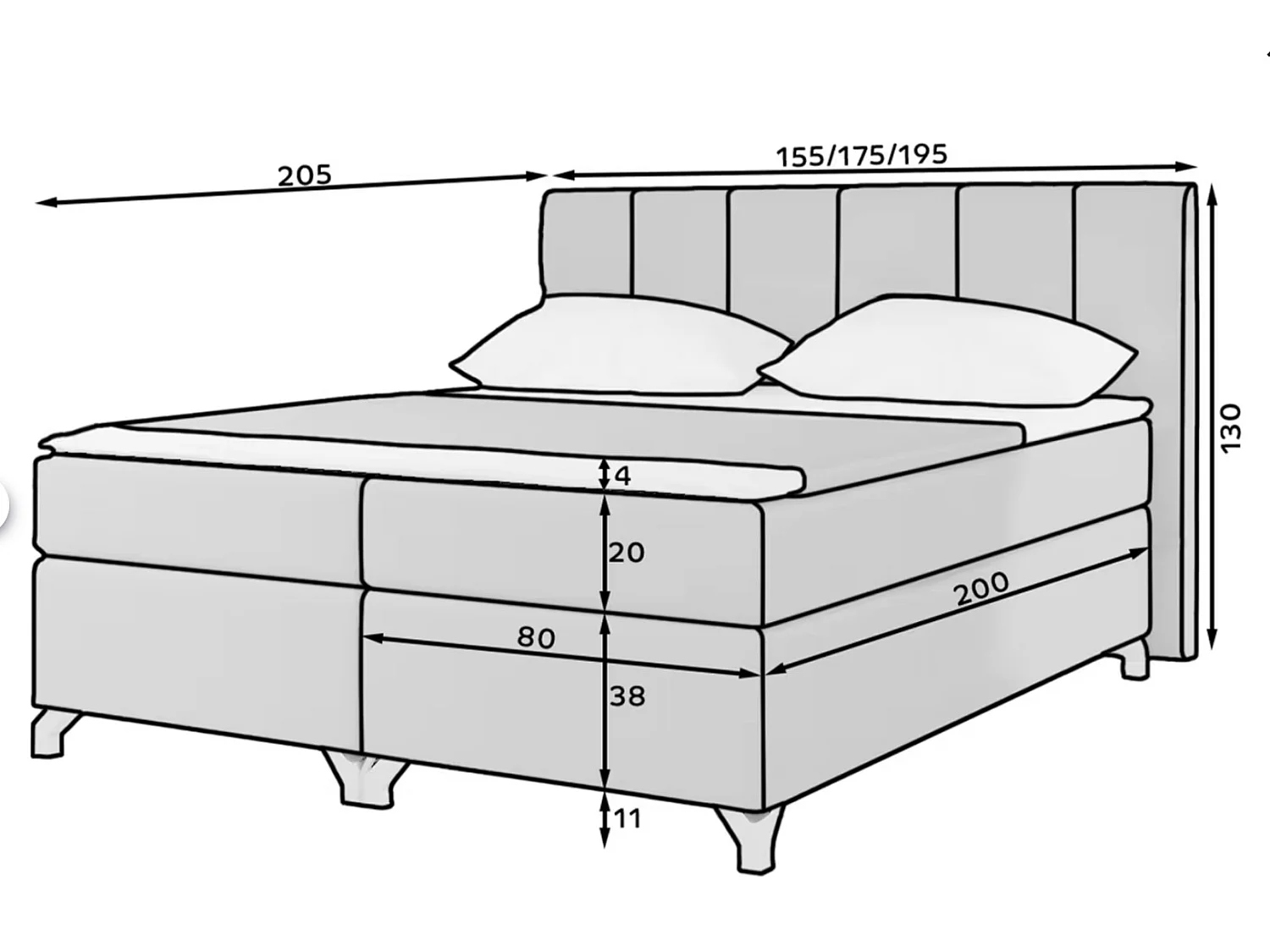 Lit boxspring à LED en simili cuir marron BALFOR-180x200