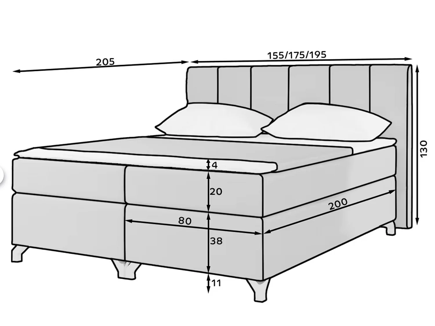 Lit boxspring à LED en simili cuir marron BALFOR-160x200