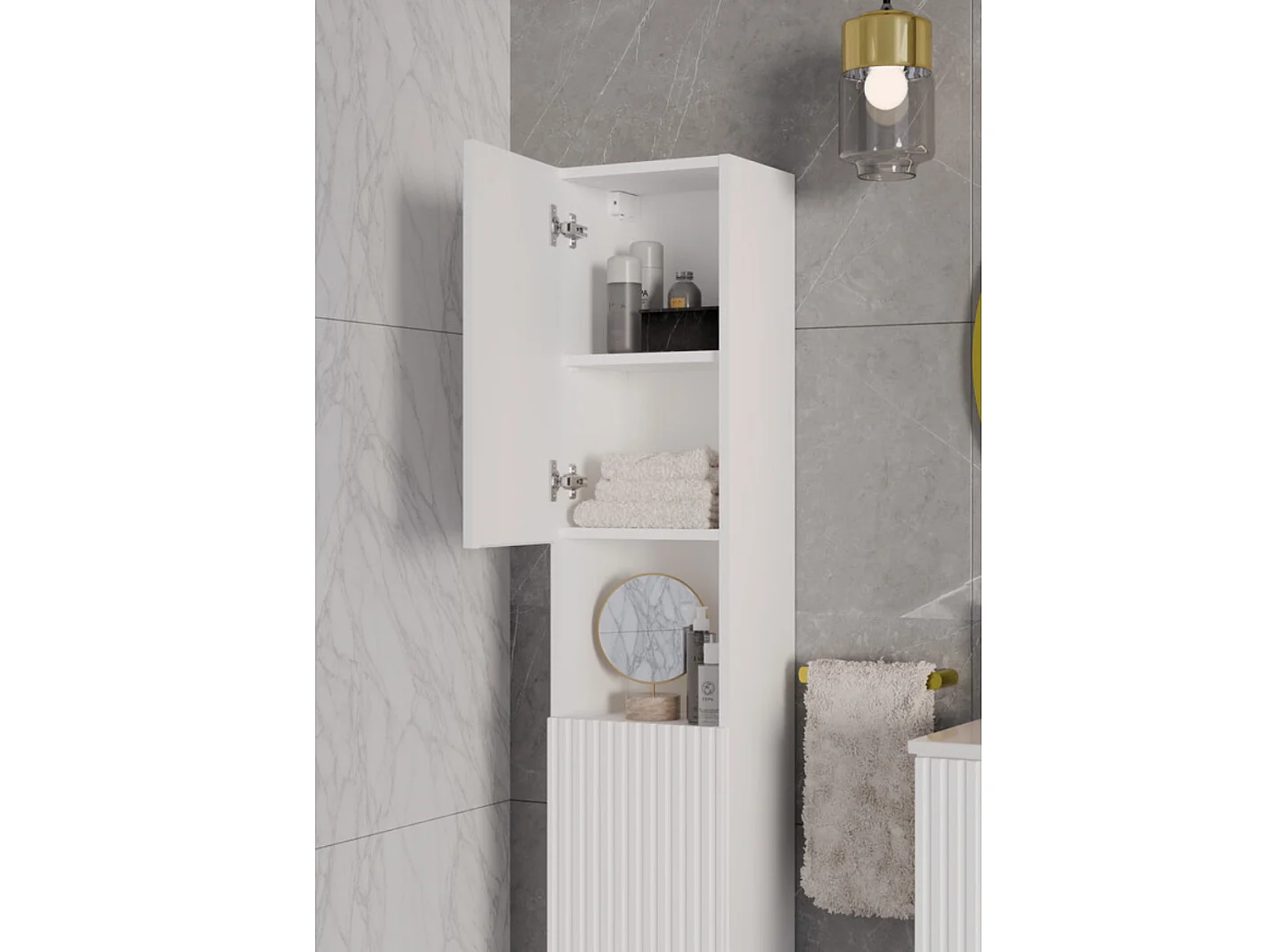 Columna de baño mural NOVA de 30 cm de altura – Armario de pared de diseño moderno-Blanco