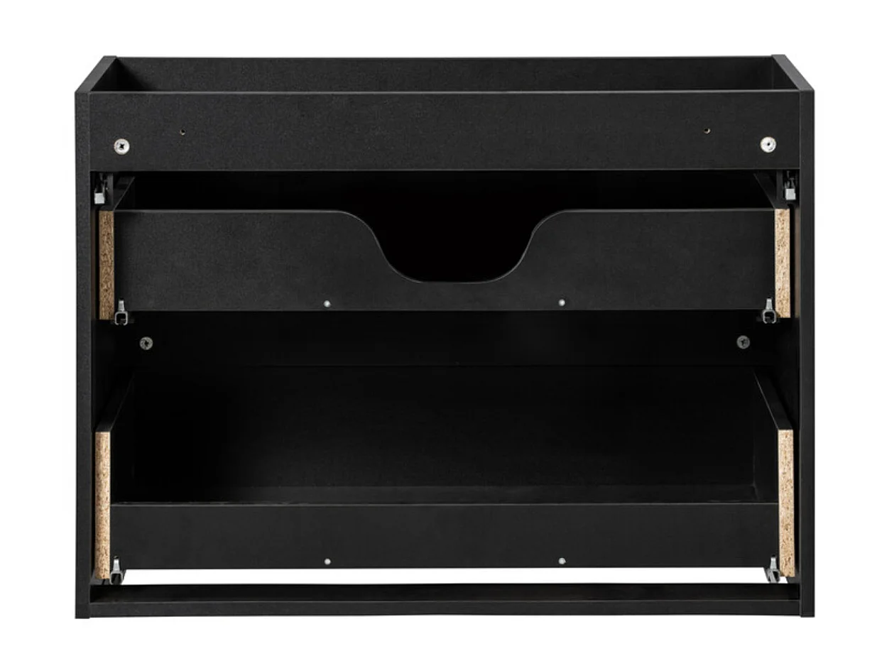 Meuble sous vasque suspendu 2 tiroirs NOVA – Meuble salle de bain moderne-Noir-Largeur 50 cm