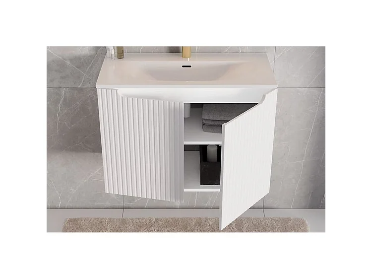 NOVA 2-deurs wandmeubel - Modern badkamermeubilair-Wit-Breedte 50 cm