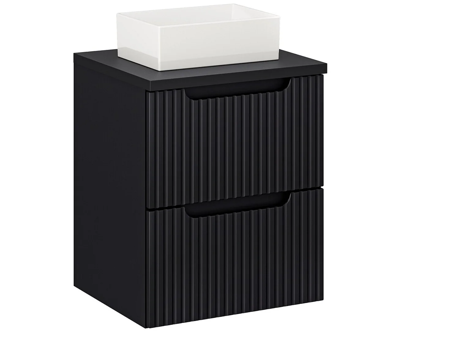 Meuble salle de bain suspendu 2 tiroirs NOVA 50cm avec vasque GAJA – Élégance minimaliste et gain de place-Noir