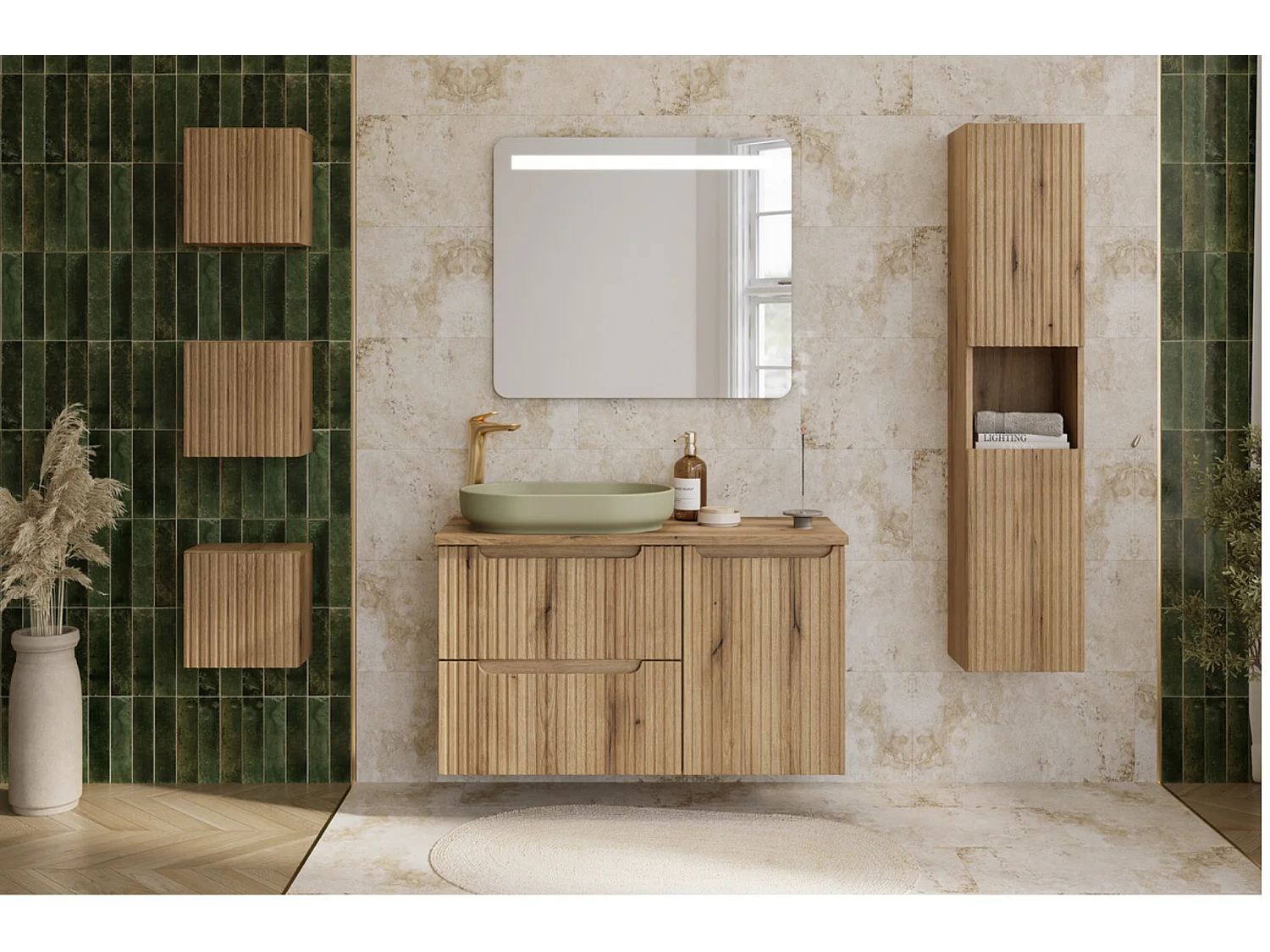 Meuble sous vasque suspendu 2 tiroirs NOVA – Meuble salle de bain moderne-Taupe-Largeur 50 cm