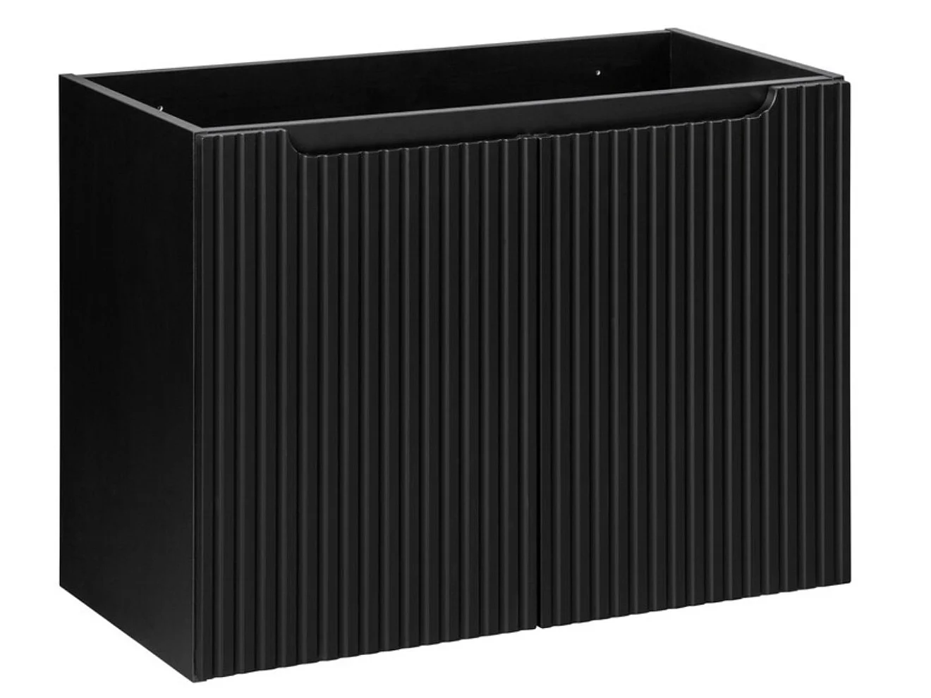 Meuble sous vasque suspendu 2 portes avec plan NOVA-Noir-Plateau Noir-Largeur 80 cm