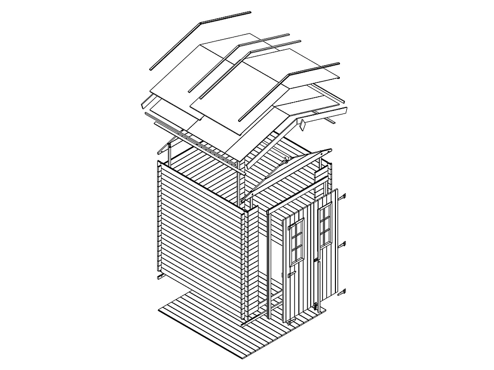 Holz-Gartenhaus mit imprägniertem boden - 186x196xH224 cm / 2.82 m² - M320C+M320G