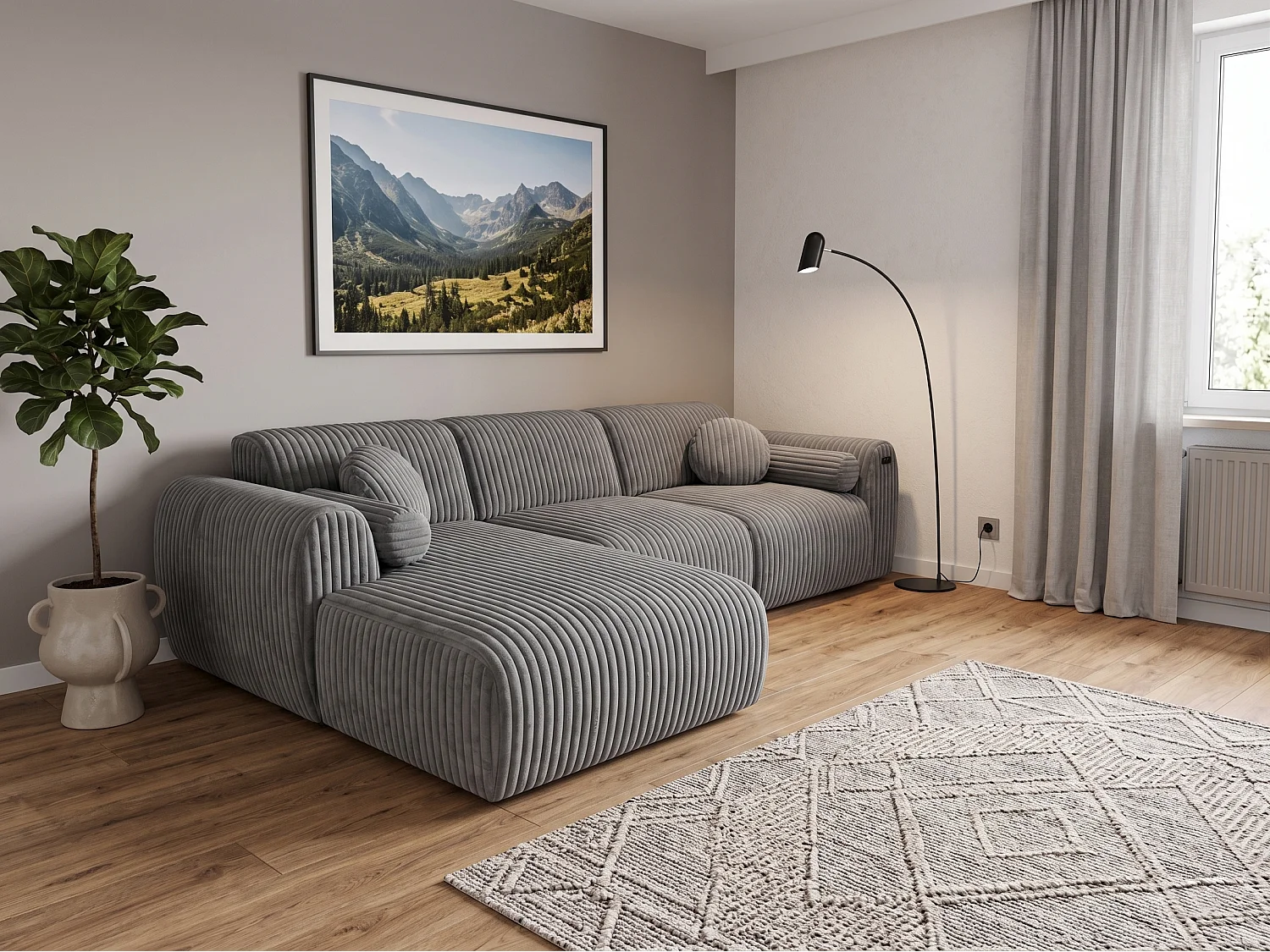 Narożnik Nova – Elektryczna Funkcja Relax + USB | Miękki Sztruks | Komfort Premium