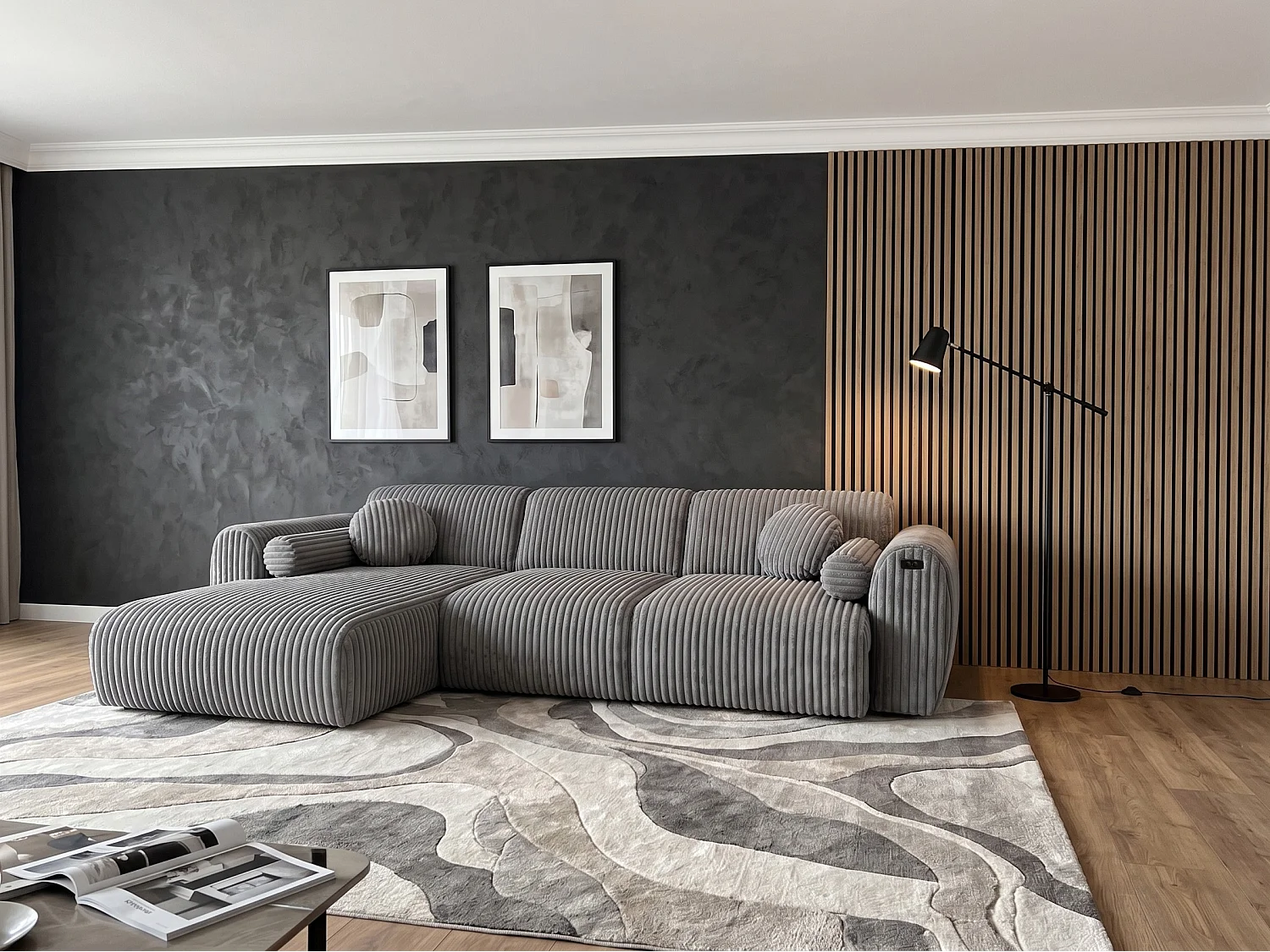Nova – Canapé d’angle avec Relax Électrique et Port USB | Tissu Côtelé Premium