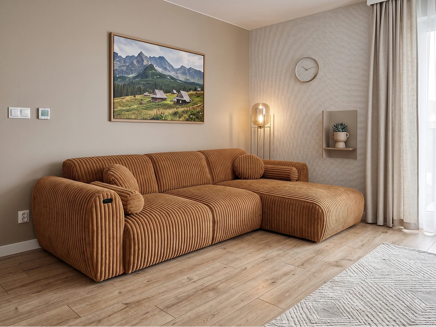 Narożnik Nova – Elektryczna Funkcja Relax + USB | Miękki Sztruks | Komfort Premium