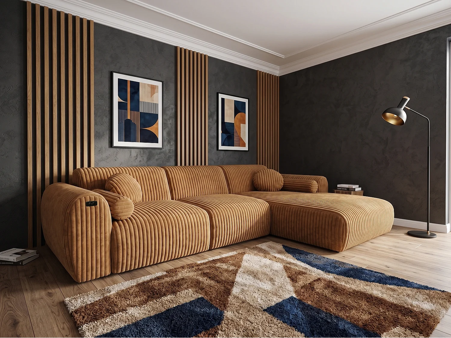 Nova – Canapé d’angle avec Relax Électrique et Port USB | Tissu Côtelé Premium