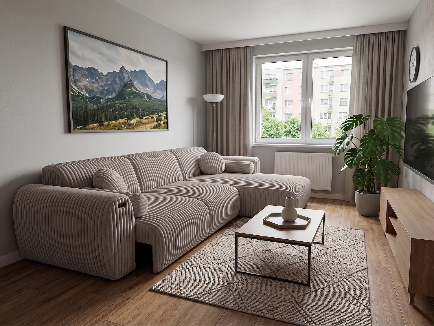 Narożnik Nova – Elektryczna Funkcja Relax + USB | Miękki Sztruks | Komfort Premium