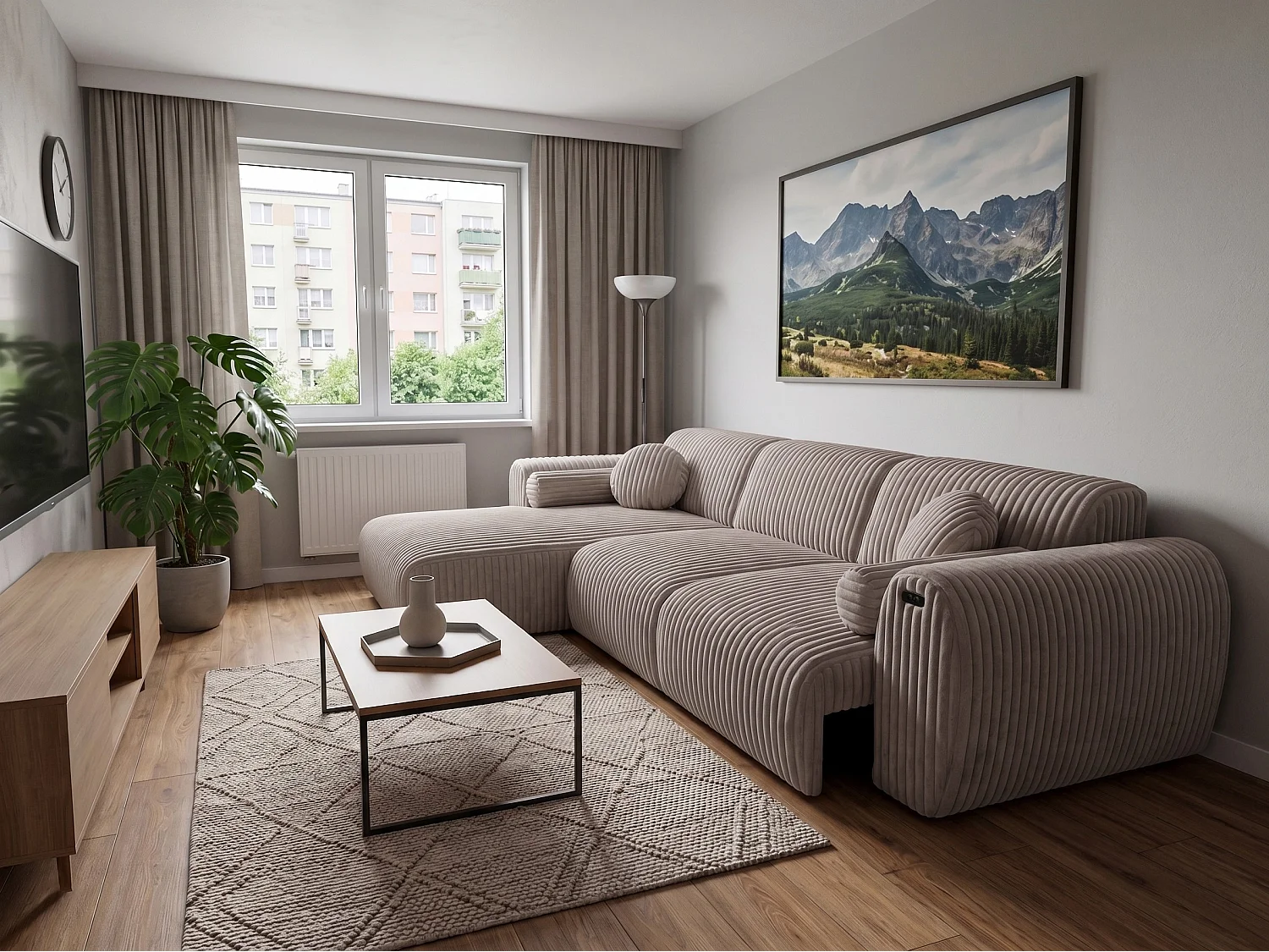 Narożnik Nova – Elektryczna Funkcja Relax + USB | Miękki Sztruks | Komfort Premium