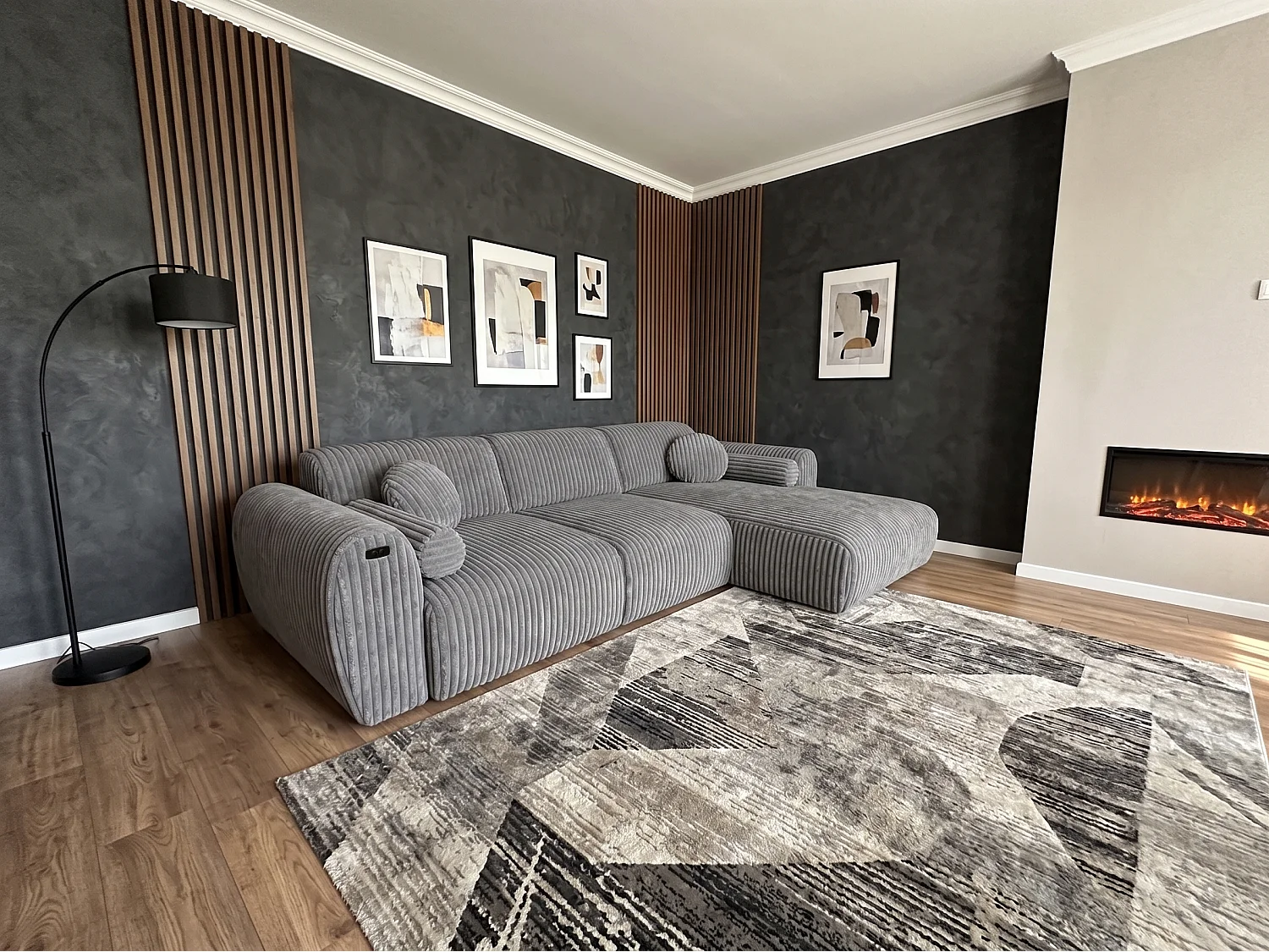 Nova – Canapé d’angle avec Relax Électrique et Port USB | Tissu Côtelé Premium