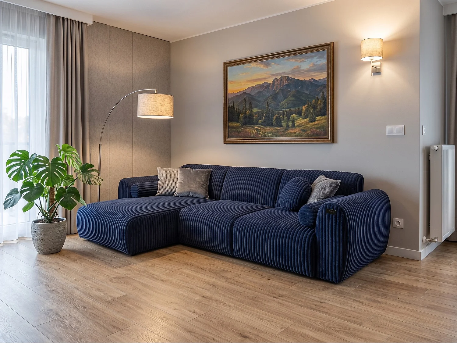 Narożnik Nova – Elektryczna Funkcja Relax + USB | Miękki Sztruks | Komfort Premium